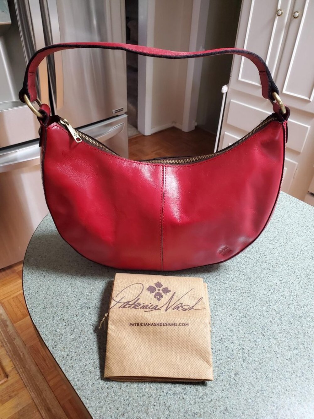 Patricia Nash Leather Eirene Crescent Hobo - Rosewood